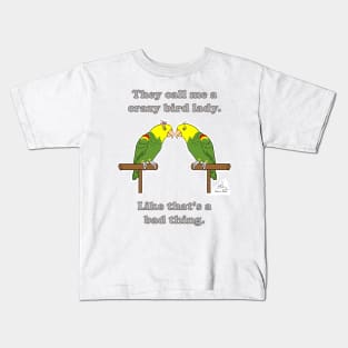 Crazy Bird Lady Double Yellow-headed Amazon Kids T-Shirt